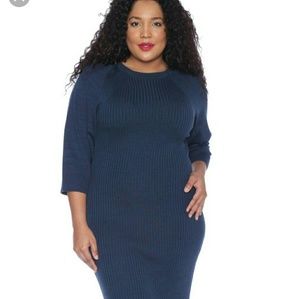 Deep blue sweater dress
